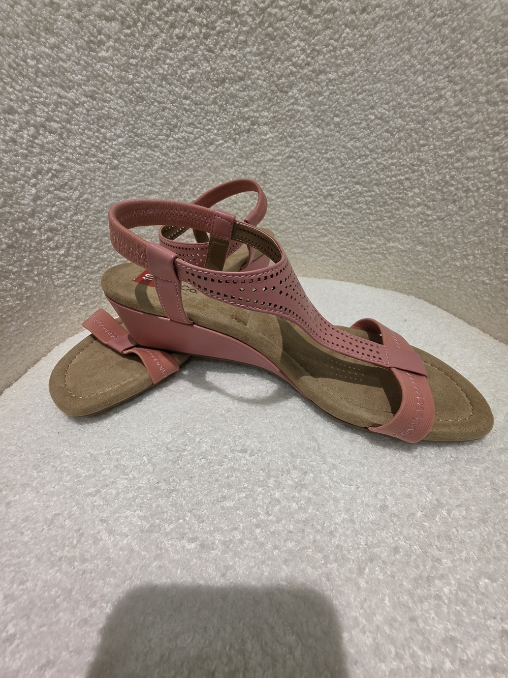 Style & Co. Pink Perforated Slingback Wedge Sandals